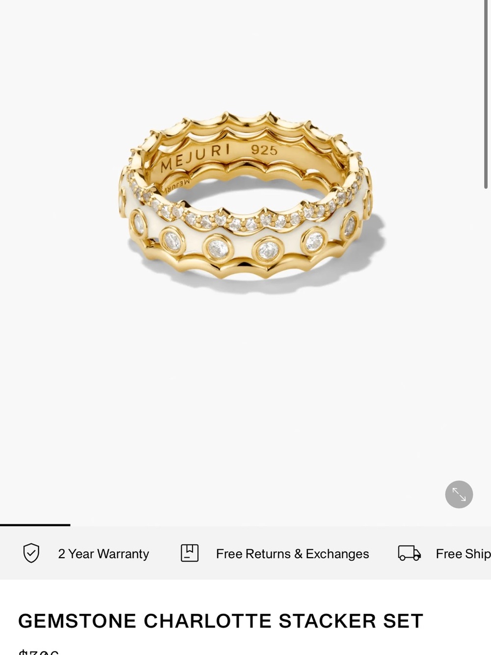 Mejuri Gold Diamond-Style Scalloped Stacker sets of 4 rings